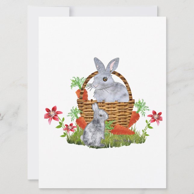 Bunny in a Basket Holiday Card (Front)
