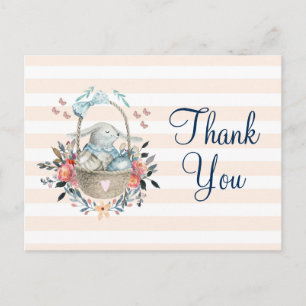 Bunny in a basket with Eggs Party Thanks Postcard