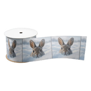 Bunny In a Deep Snowdrift Satin Ribbon