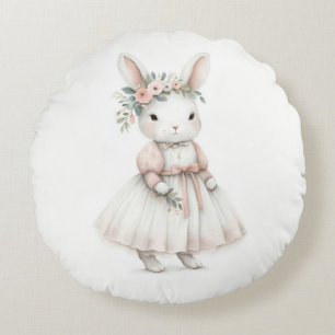 Bunny in a Dress Round Cushion