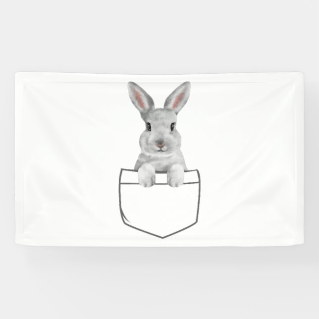 Bunny in a Pocket Funny Easter Bunny Banner (Horizontal)