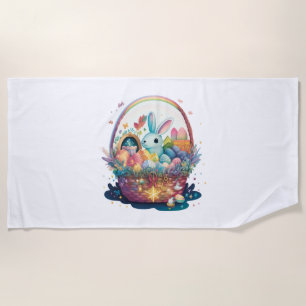Bunny in Basket! Beach Towel