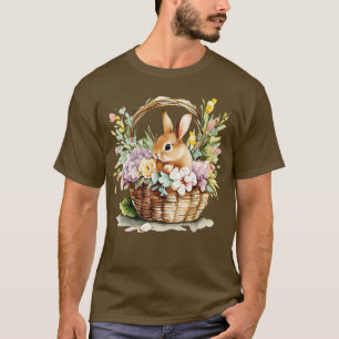 Bunny in basket with flowers T-Shirt