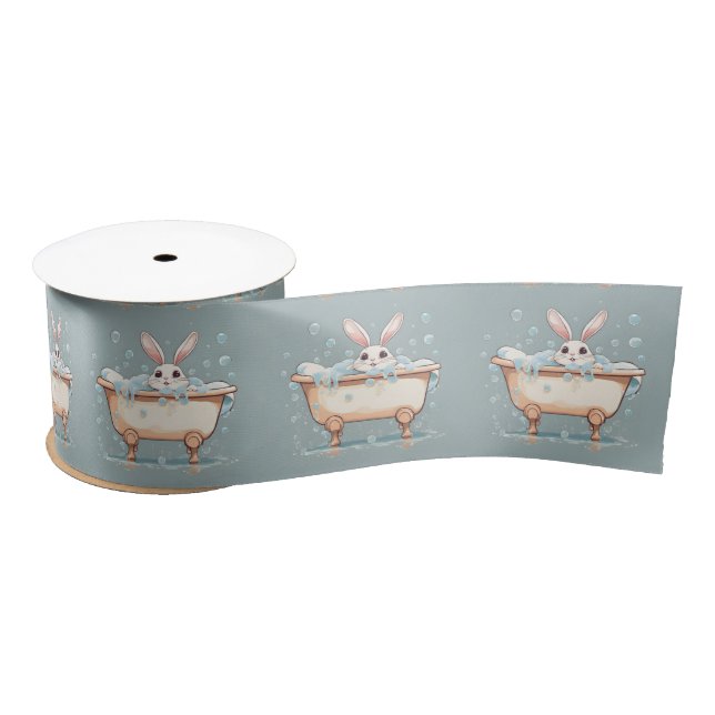 Bunny In Bubble Bath Satin Ribbon (Spool)