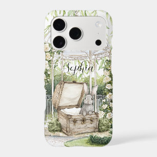 Bunny in Chest Green Leaves Floral