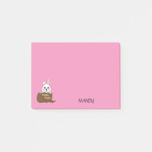 Bunny in Chocolate Egg Happy Easter Personalise Post-it Notes