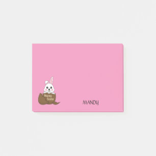 Bunny in Chocolate Egg Happy Easter Personalise Post-it Notes