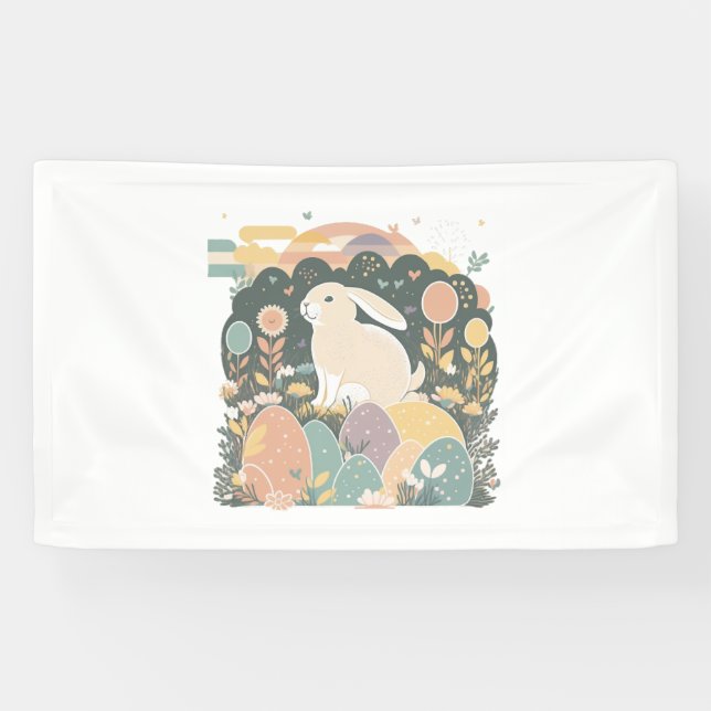 Bunny in Field of Eggs Banner (Horizontal)