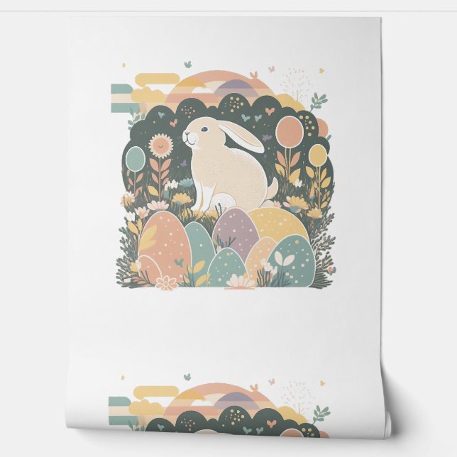 Bunny in Field of Eggs Wallpaper (Unrolling)