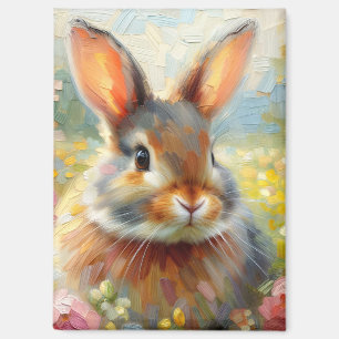 Bunny in Floral Field  Magnet