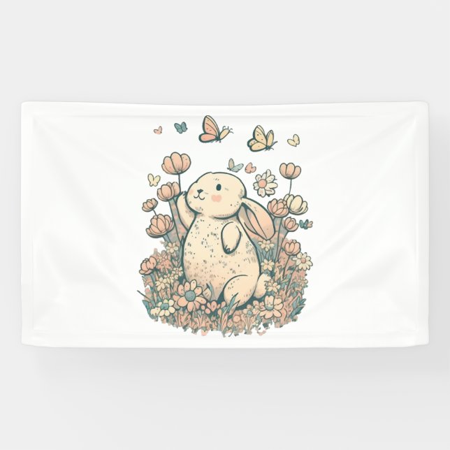 Bunny in Flowers Banner (Horizontal)
