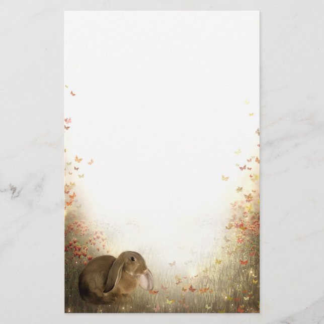 Bunny in foliage stationery (Front)
