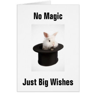 BUNNY IN HAT SAYS NO MAGIC JUST WISHES