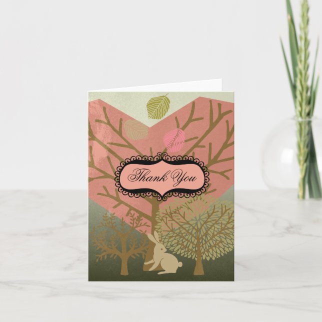 Bunny in Magic Forest Thank You Note Cards (Front)