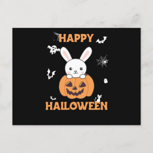 Bunny In Pumpkin Cute Bunnies Happy Halloween Postcard