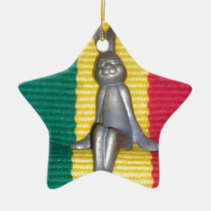 Bunny in Rasta Colours: A Touch of Groovy Art Prin Ceramic Tree Decoration