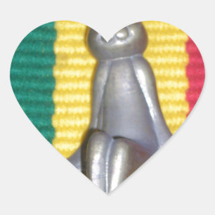 Bunny in Rasta Colours: A Touch of Groovy Art Prin Heart Sticker