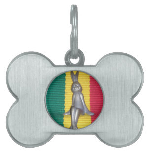 Bunny in Rasta Colours: A Touch of Groovy Art Prin Pet Name Tag