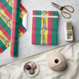 Bunny in Rasta Colours: A Touch of Groovy Art Prin Wrapping Paper