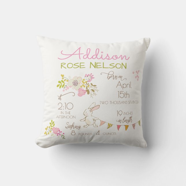 Bunny in Spring Nursery Keepsake Cushion (Front)