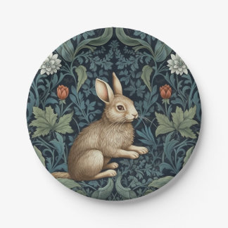 Bunny in the forest art nouveau paper plate
