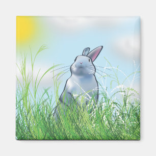 Bunny in the Grass Magnet