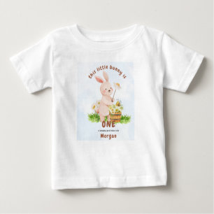 Bunny Is Turning One Cute Baby Rabbit 1st Birthday Baby T-Shirt