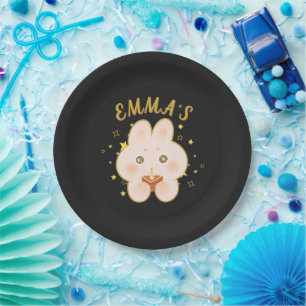 Bunny Kids Birthday Paper Plates Editable