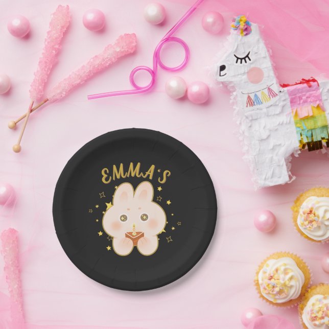 Bunny Kids Birthday Paper Plates Editable (Party)