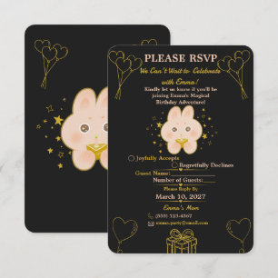 Bunny Kids Birthday RSVP Card Editable