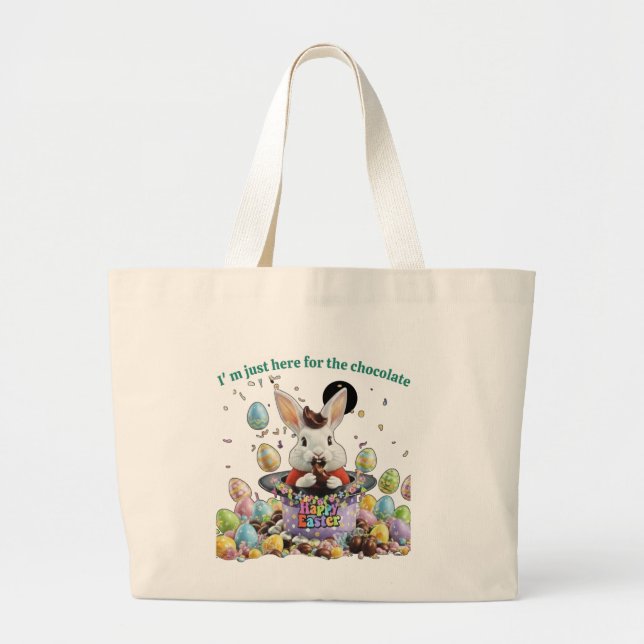 Bunny Kisses and Chocolate wishes Large Tote Bag (Front)