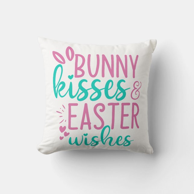Bunny Kisses & Easter Wishes Cushion (Front)