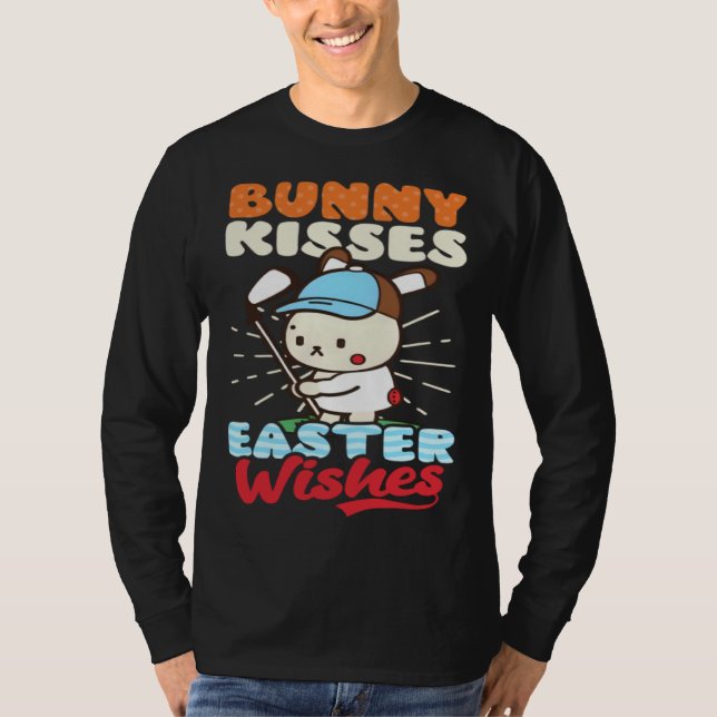 Bunny Kisses Easter Wishes Golf Easter T-Shirt (Front)