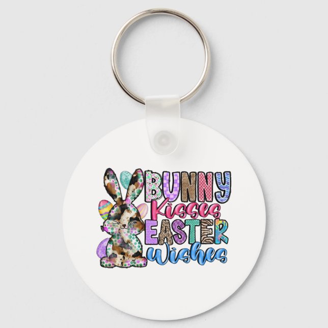 Bunny Kisses Easter Wishes Key Ring (Front)