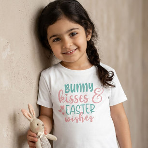 Bunny Kisses Easter Wishes T-Shirt for Kids