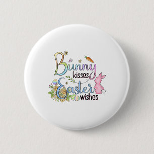 Bunny Kisses Easter Wishes Tee Gift 6 Cm Round Badge