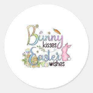 Bunny Kisses Easter Wishes Tee Gift Classic Round Sticker