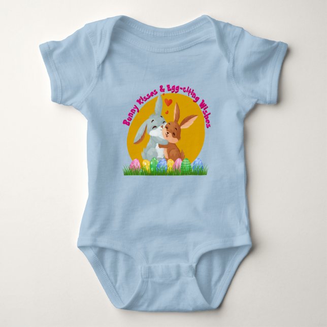 Bunny Kisses & Egg-citing Wishes Baby Bodysuit (Front)