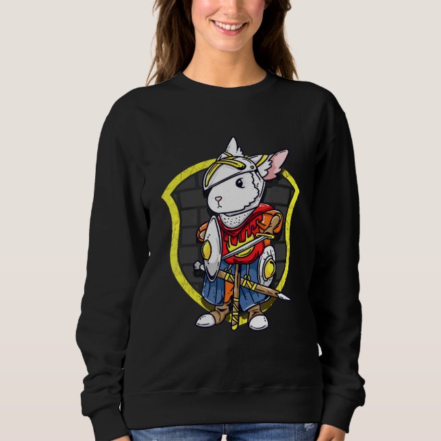 Bunny Knight  Cute Mediaeval Rabbit Knight Grapphi Sweatshirt (Front)