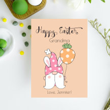 Bunny Lady Gnome With Balloon Happy Easter Script