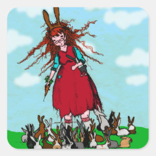 BUNNY LADY SQUARE STICKER