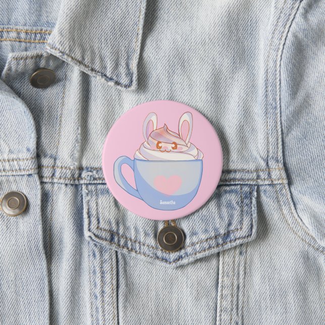 Bunny Latte With Cinnamon 7.5 Cm Round Badge (In Situ)