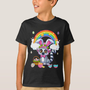 Bunny Lemur Easter Hunting Eggs Basket Colourful R T-Shirt