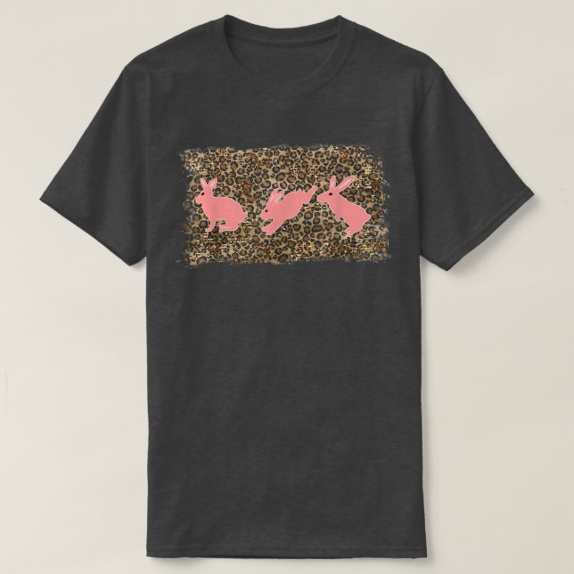 Bunny Leopard Easter Funny Hoppy  T-Shirt (Design Front)