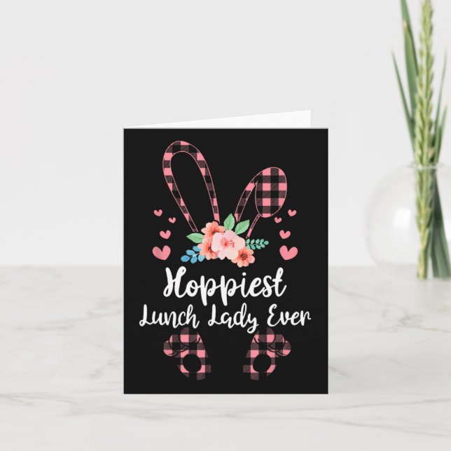 Bunny Leopard Hoppiest Lunch Lady Ever Easter Day  Card (Front)