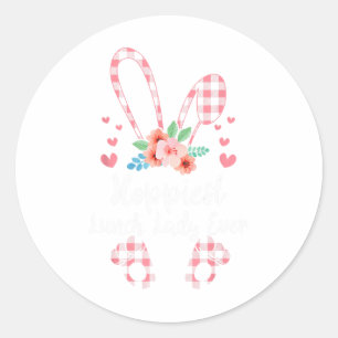 Bunny Leopard Hoppiest Lunch Lady Ever Easter Day Classic Round Sticker