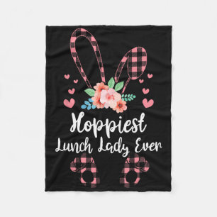 Bunny Leopard Hoppiest Lunch Lady Ever Easter Day Fleece Blanket