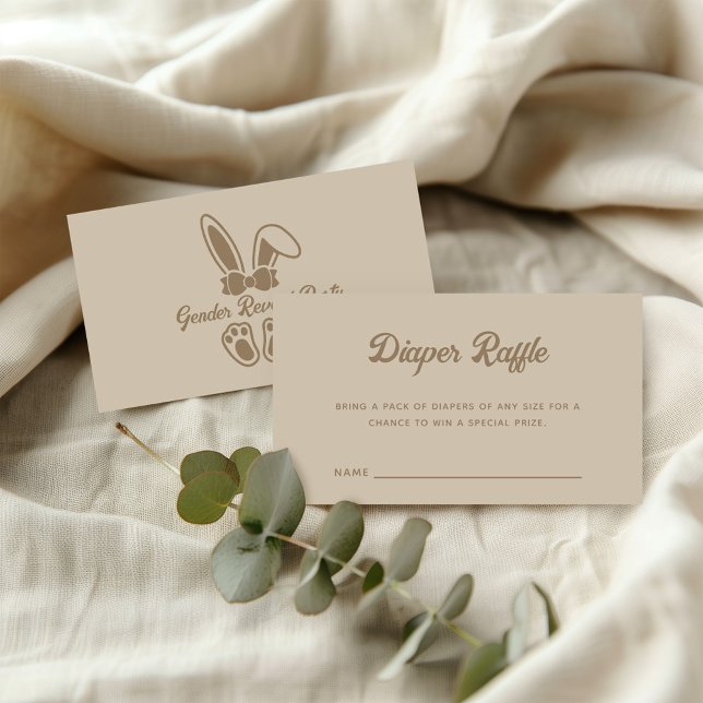 Bunny Light Beige Gender Reveal Diaper Raffle Enclosure Card (Creator Uploaded)