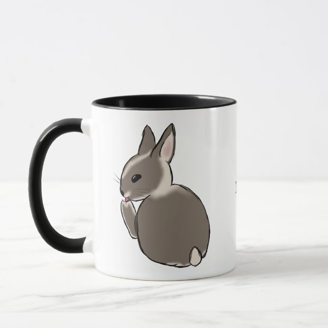 Bunny liking foot mug (Left)