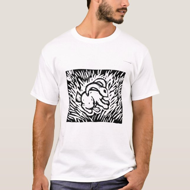 bunny lino-print style shirt (Front)
